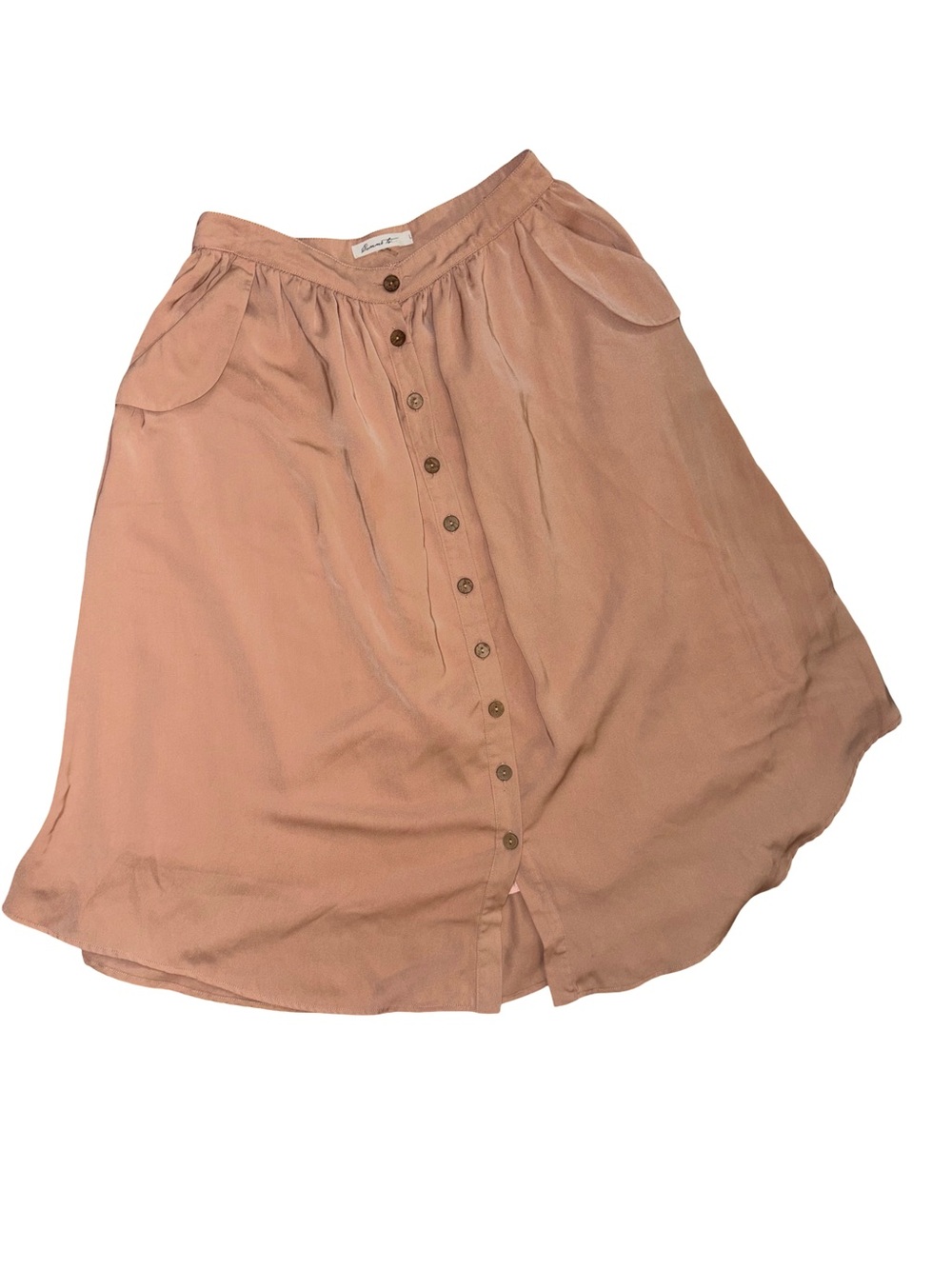 Button-Front A-Line Skirt in Dusty Peach